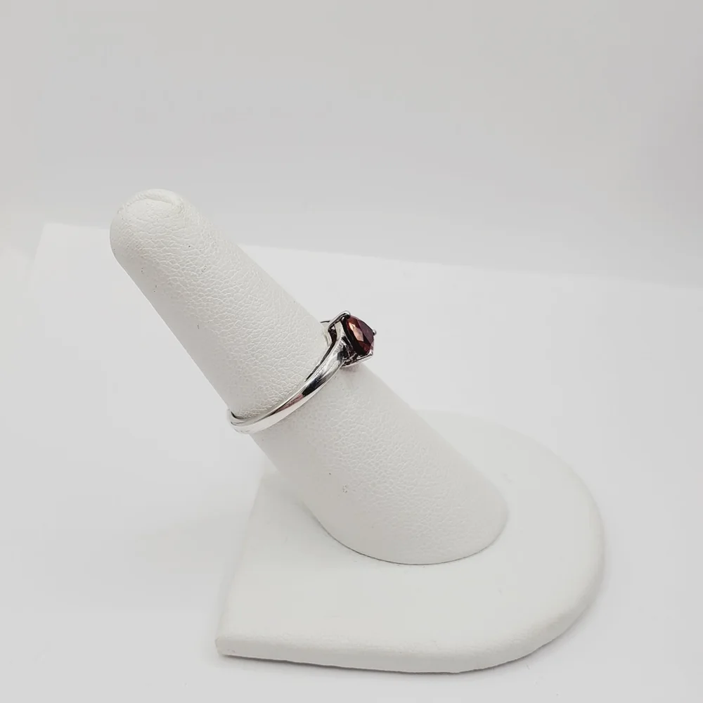 Genuine Red Trillion Ruby 925 Sterling Silver Solitaire Triangle Ring
